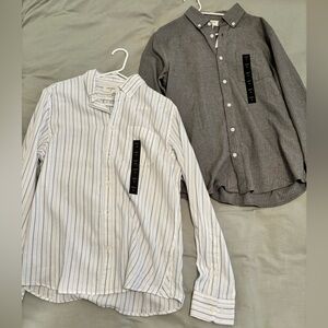 Banana Republic White Striped and Gray Button-Down Shirts